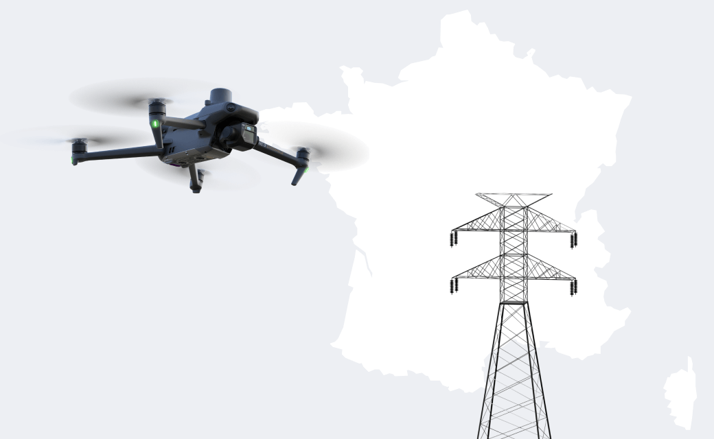 Test de la gamme d'inspection automatisée des lignes électriques par drone d'Airpelago dans le sud de la France