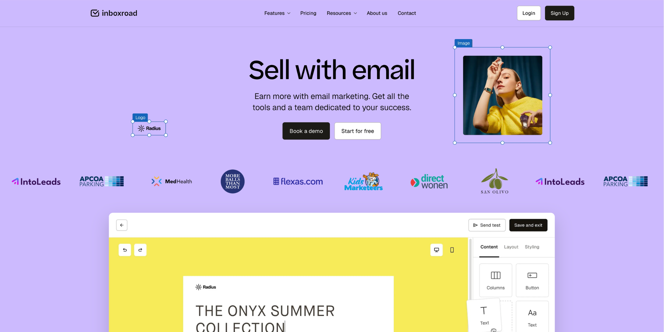 inboxroad logo over lavender purple 