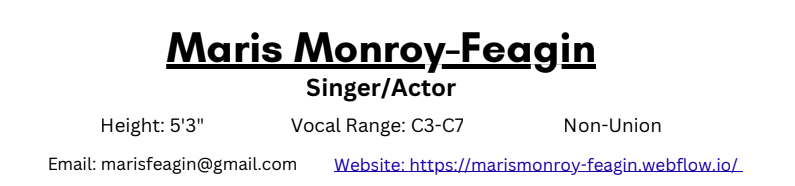 The heading for Maris Monroy-Feagin's Resume!