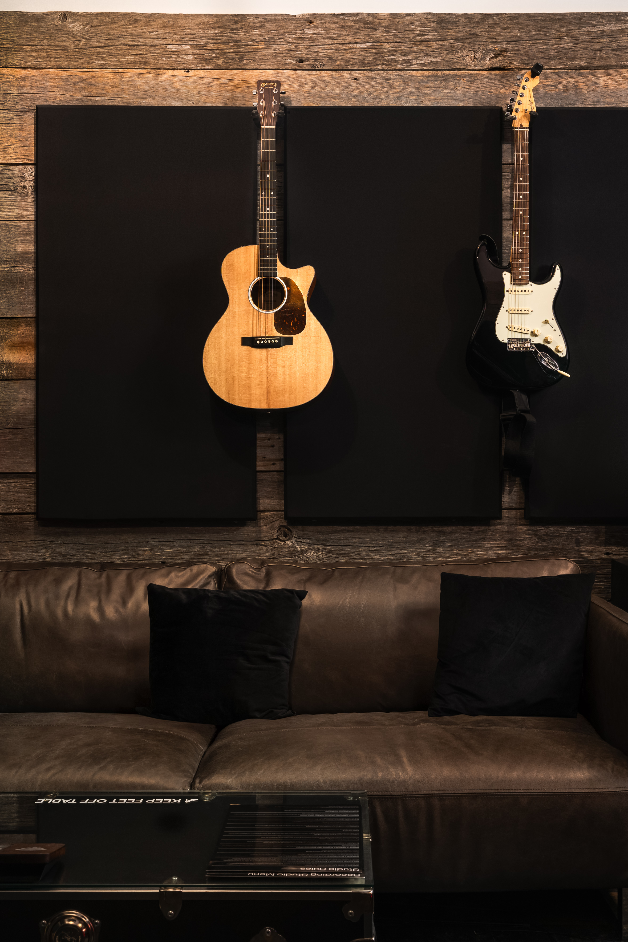 Couch and guitars in Recording Studio