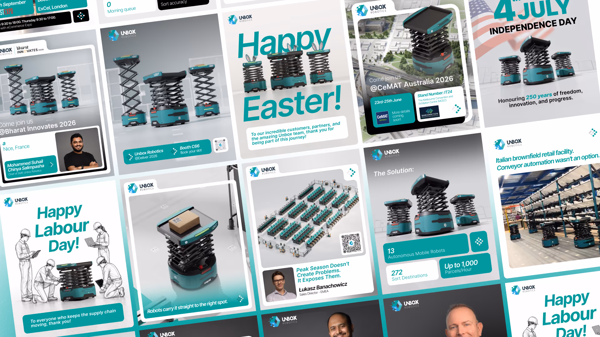 Unbox Robotics LinkedIn carousel design