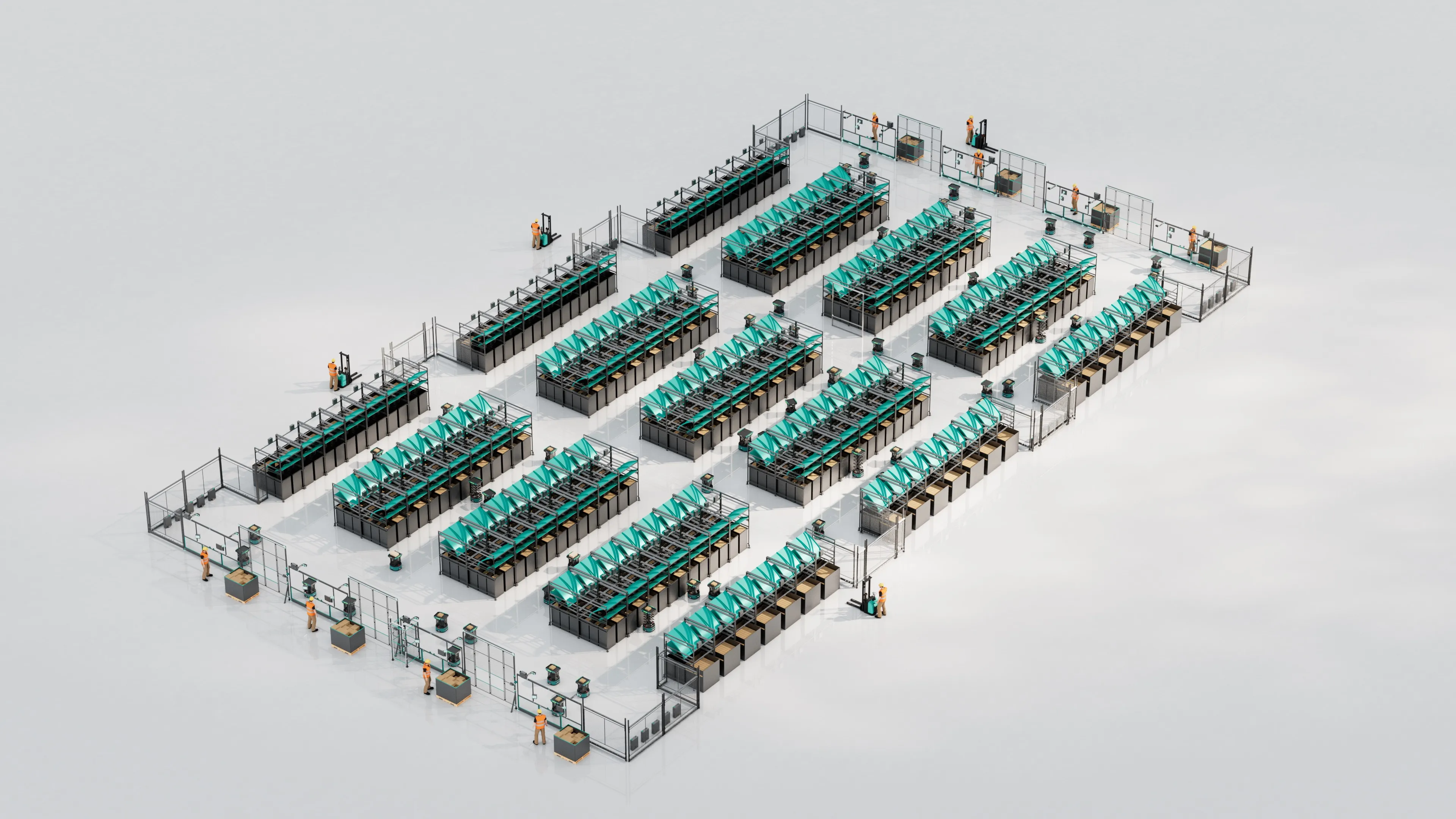Last-mile sorting layout 3D render