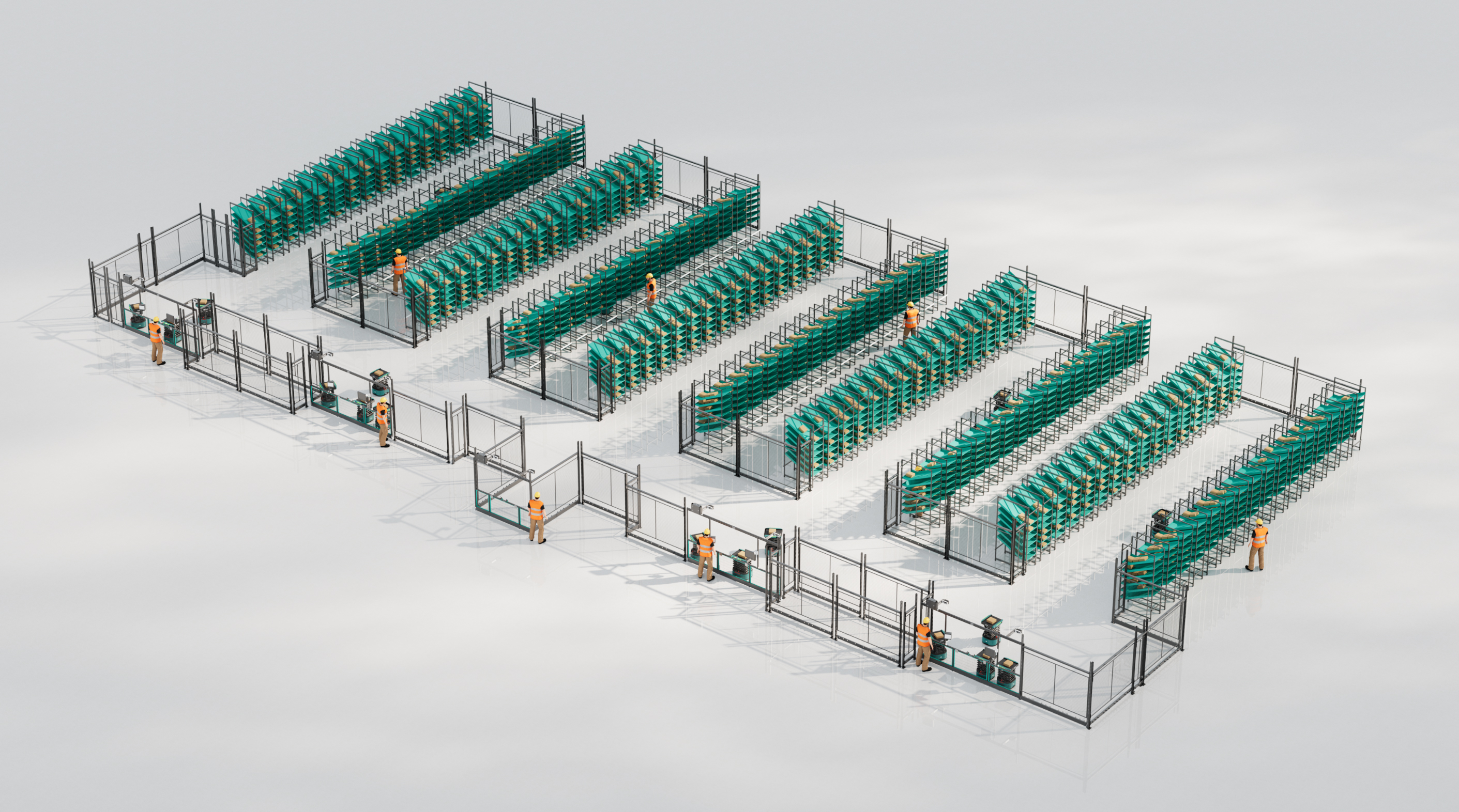 Solution layout 3D render for Unbox Robotics
