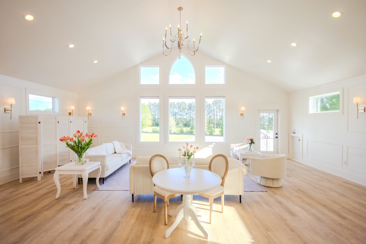 A beautiful and timeless open air wedding chapel at Wolf Hill's wedding venue with a modern and elegant southern charm.