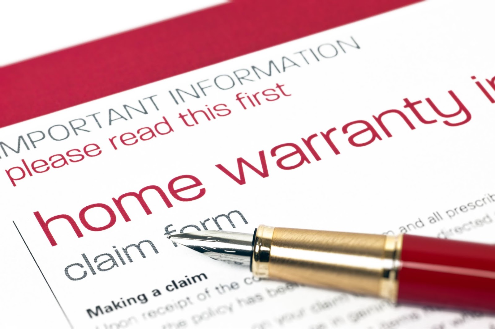 Close-up of a home warranty claim form that a home builder uses for new homeowners.