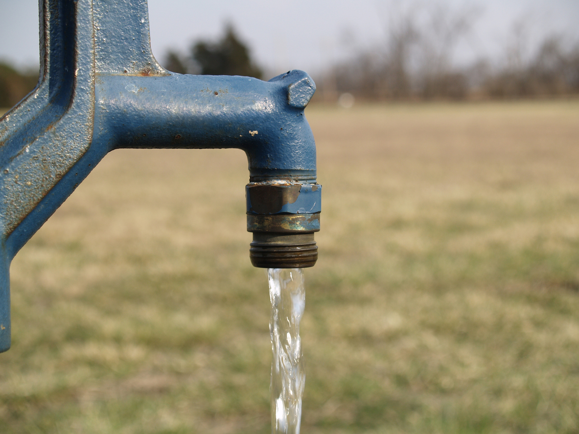 A water faucet drawing water from a well on a property in Texas