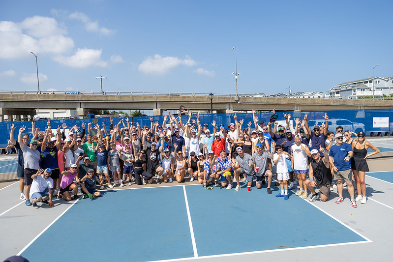 Group photo on pickleball court