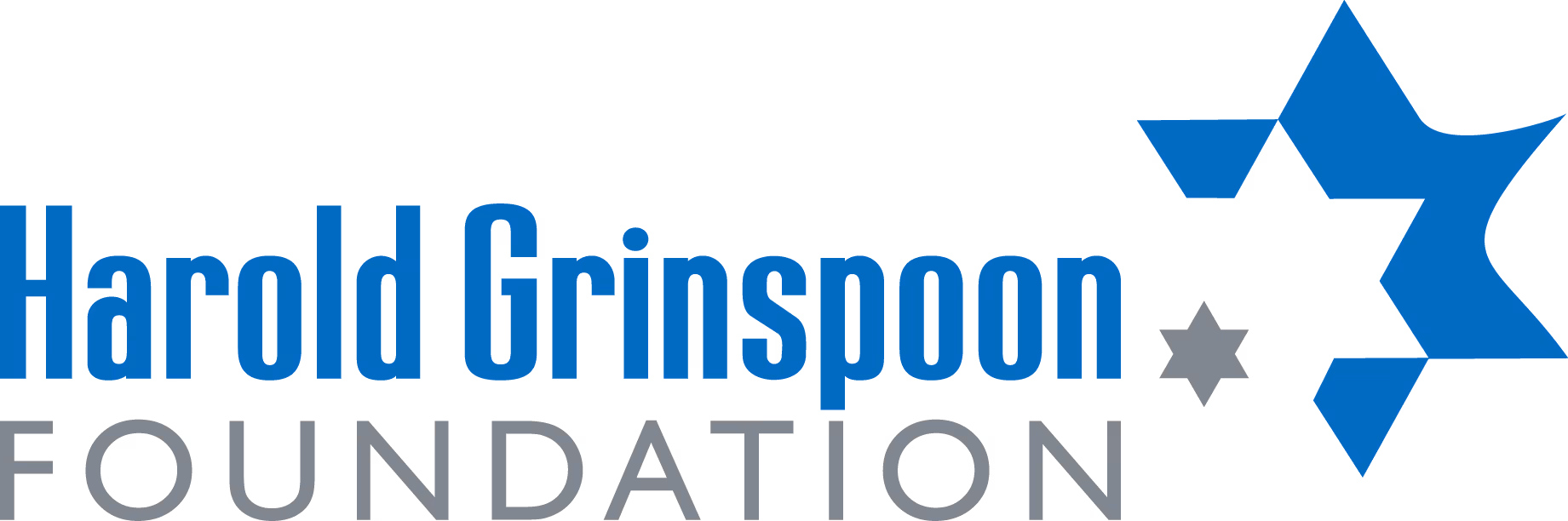 Harold Grinspoon Foundation text with a blue and gray Star of David symbol.