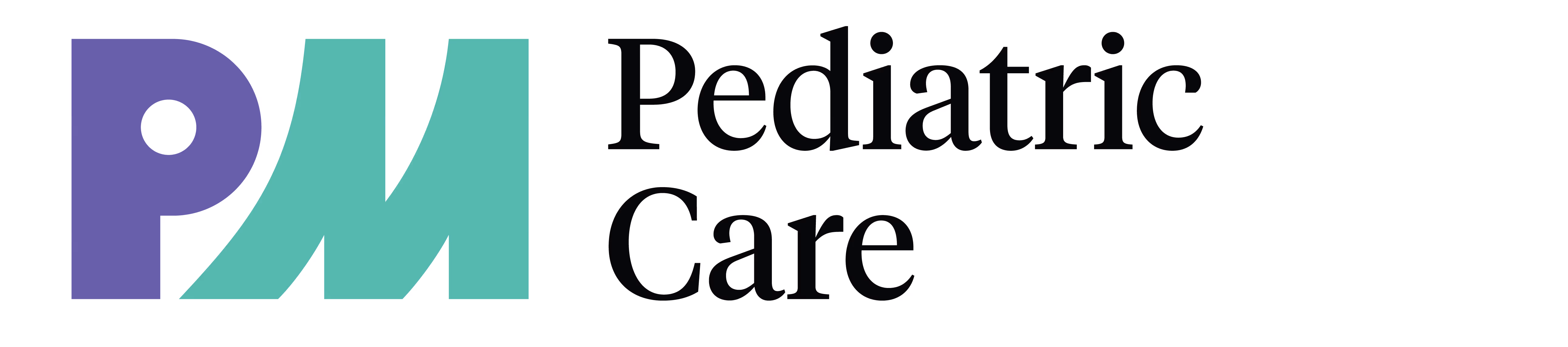 Logo with stylized letters P and M next to the text Pediatric Care.