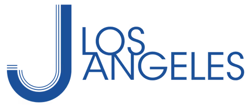 Logo featuring a large stylized letter J followed by the text Los Angeles in blue.