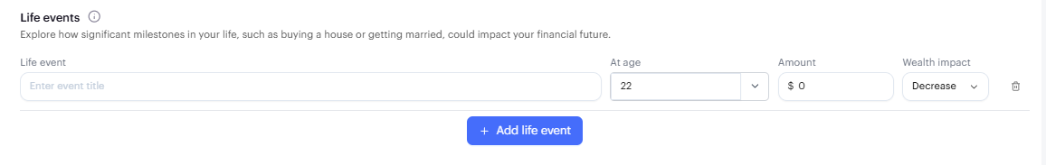 Life events - Retirement Planning PortfolioPilot