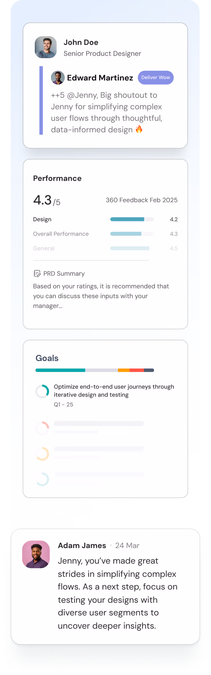 screen showing the summarized version of your 1:1s when meetings is scheduled.