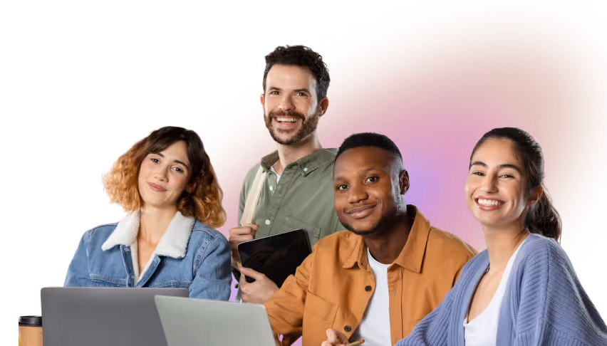A group of people sitting around a laptop computer.