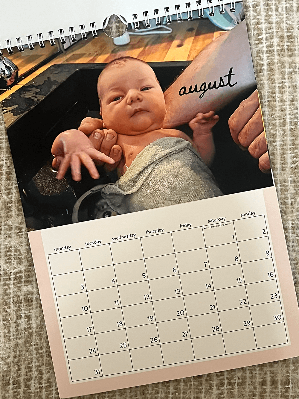 Midwives calendar featuring serene images of pregnancy, childbirth, and midwifery care.