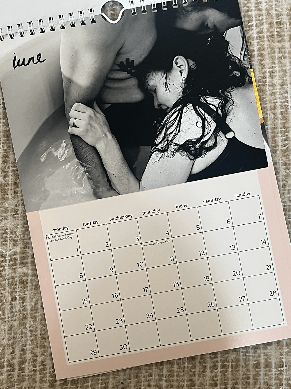 Midwives calendar featuring serene images of pregnancy, childbirth, and midwifery care.