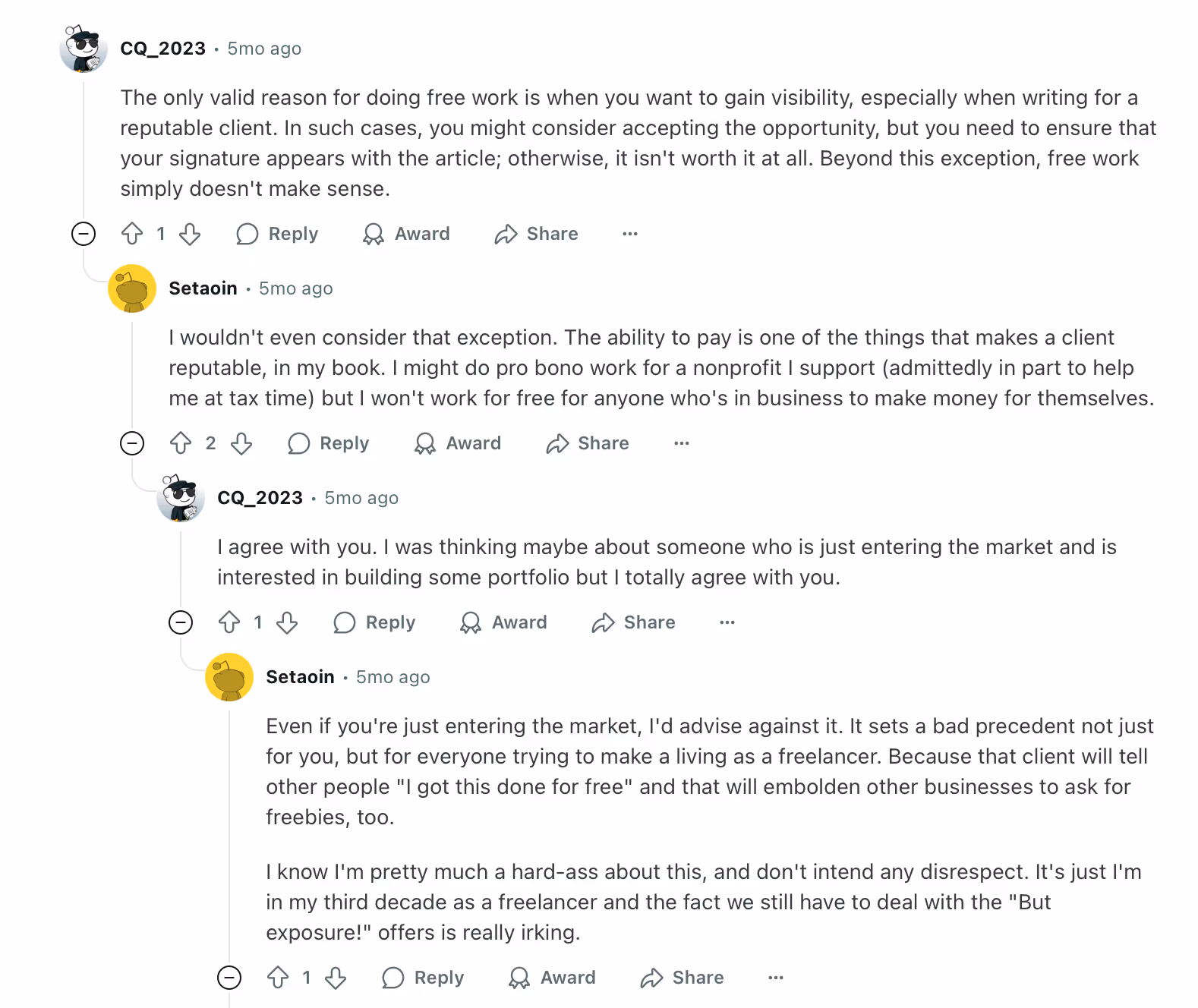 A thread on Reddit discussing free samples