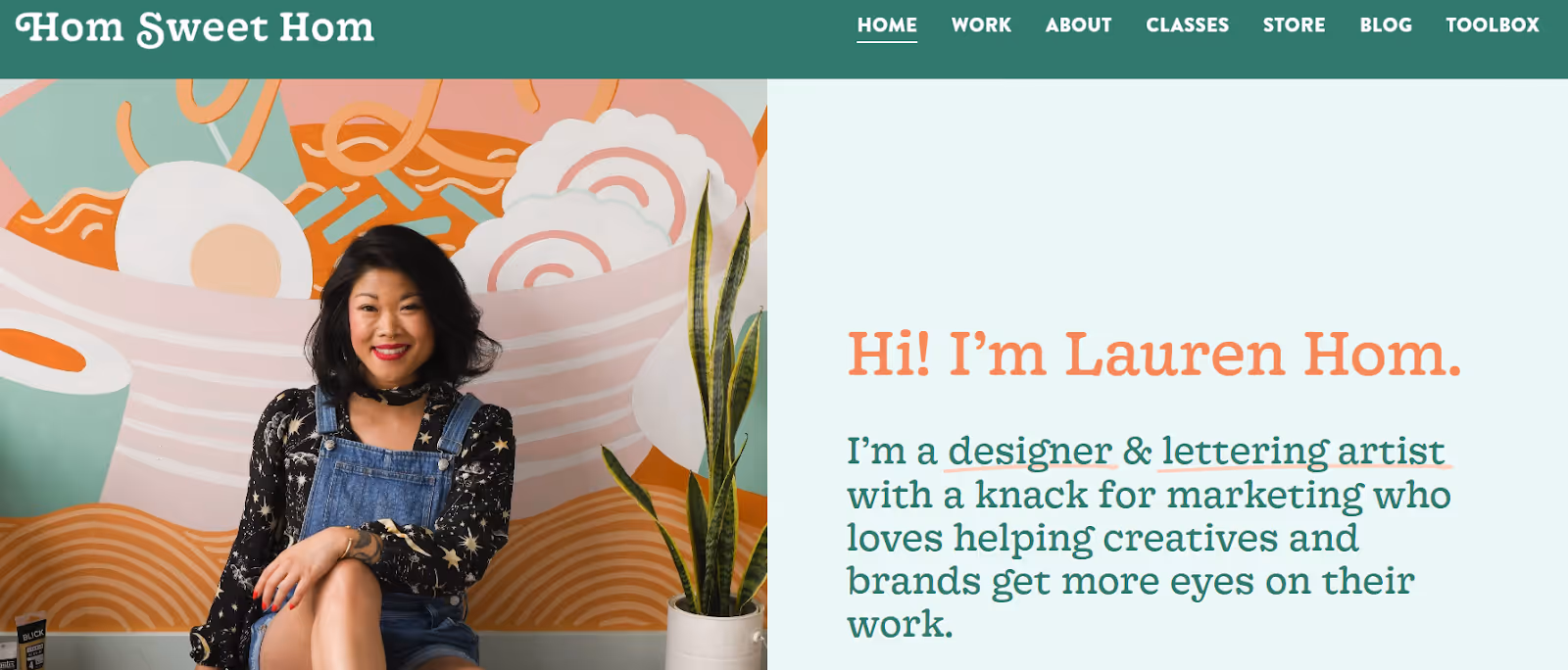 A homepage of Lauren Hom’s website.