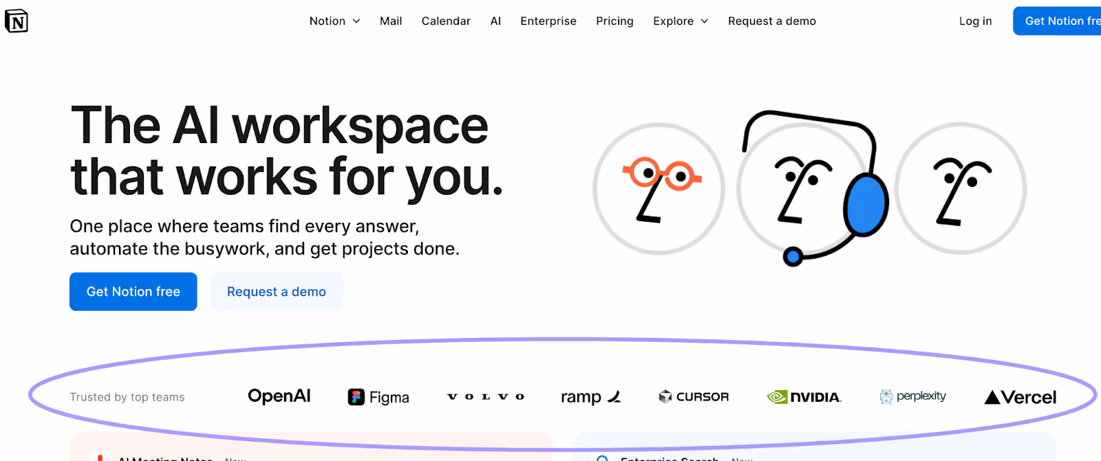 Screenshot of Notion’s homepage