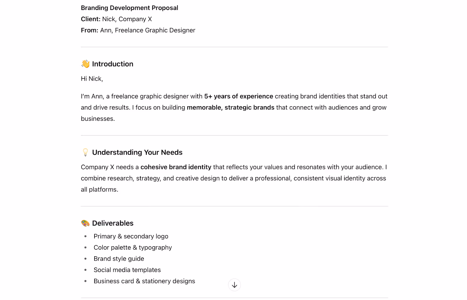 An example of a client proposal assignment to ChatGPT