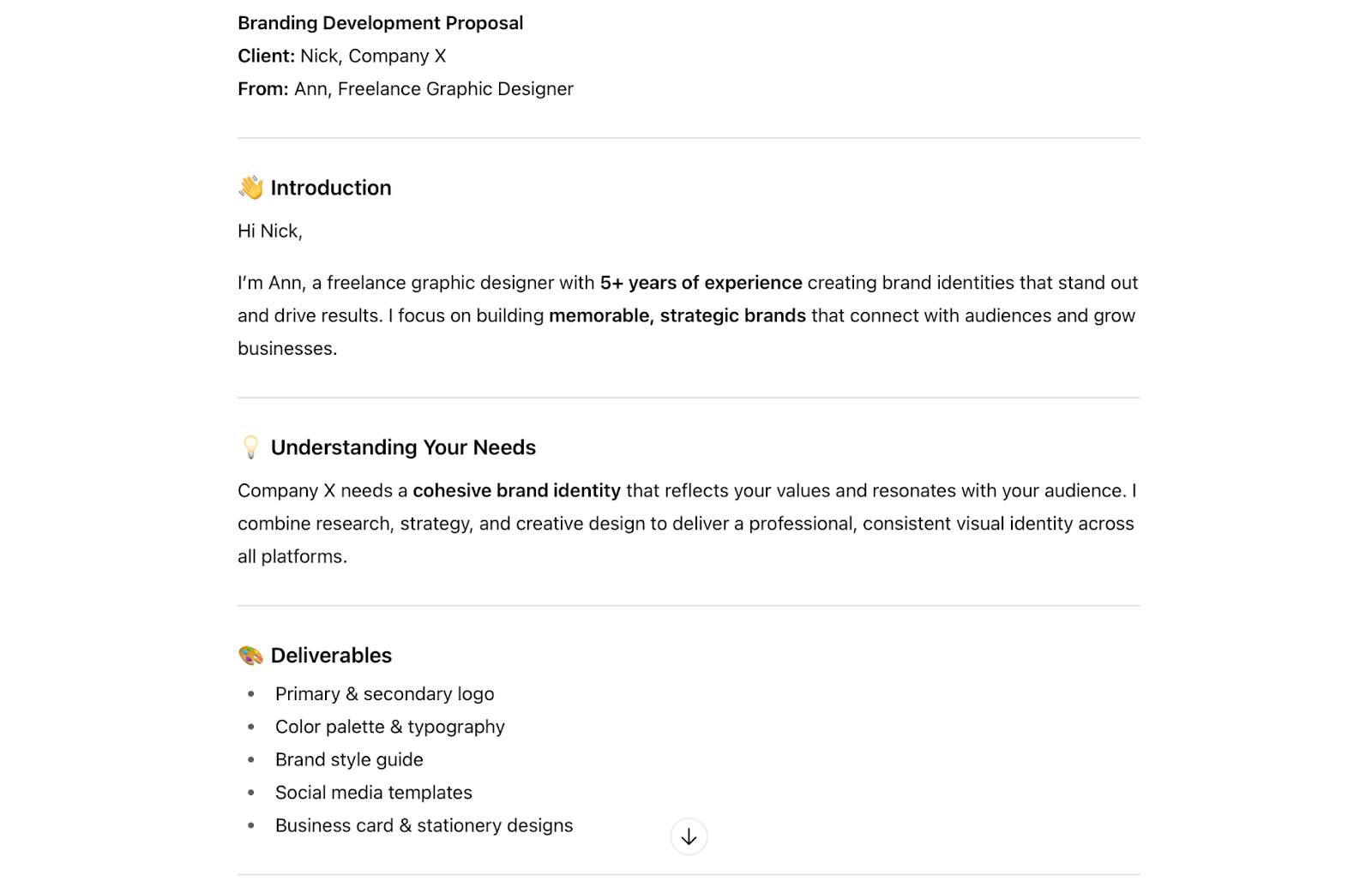 An example of a client proposal assignment to ChatGPT