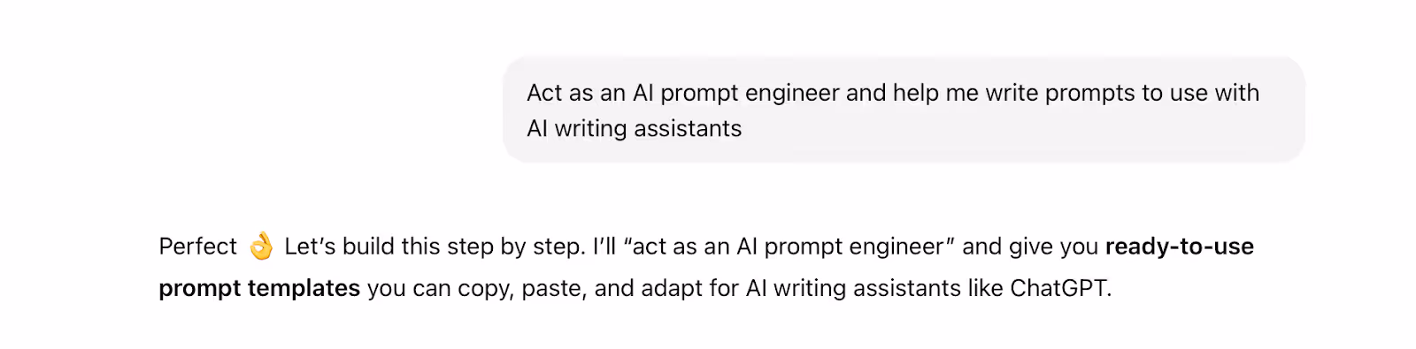 An example of assigning a role to ChatGPT