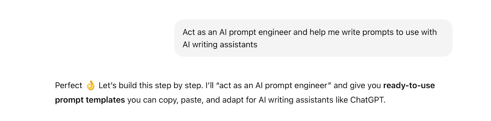 An example of assigning a role to ChatGPT