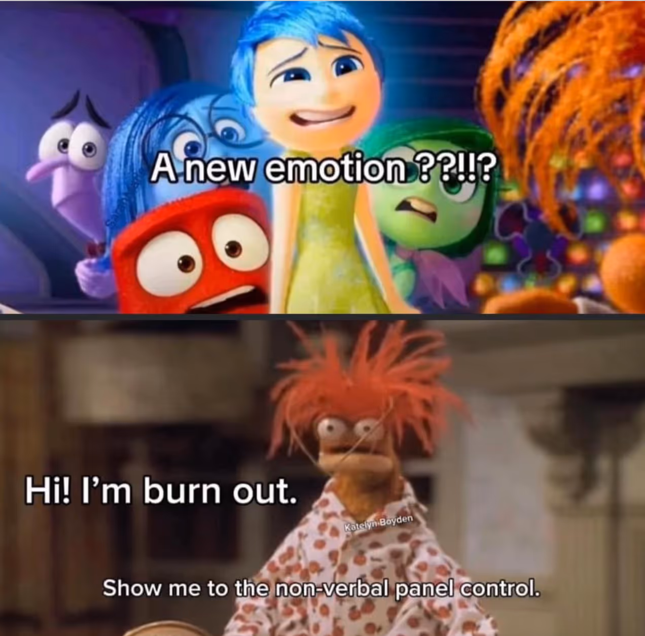 Meme combining Inside Out and a Muppet character.
