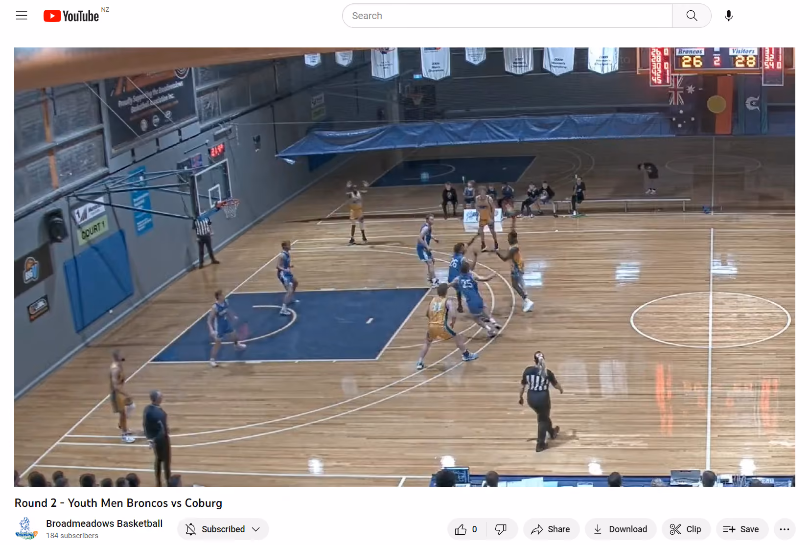 Live basketball game streaming example captured by Glory League