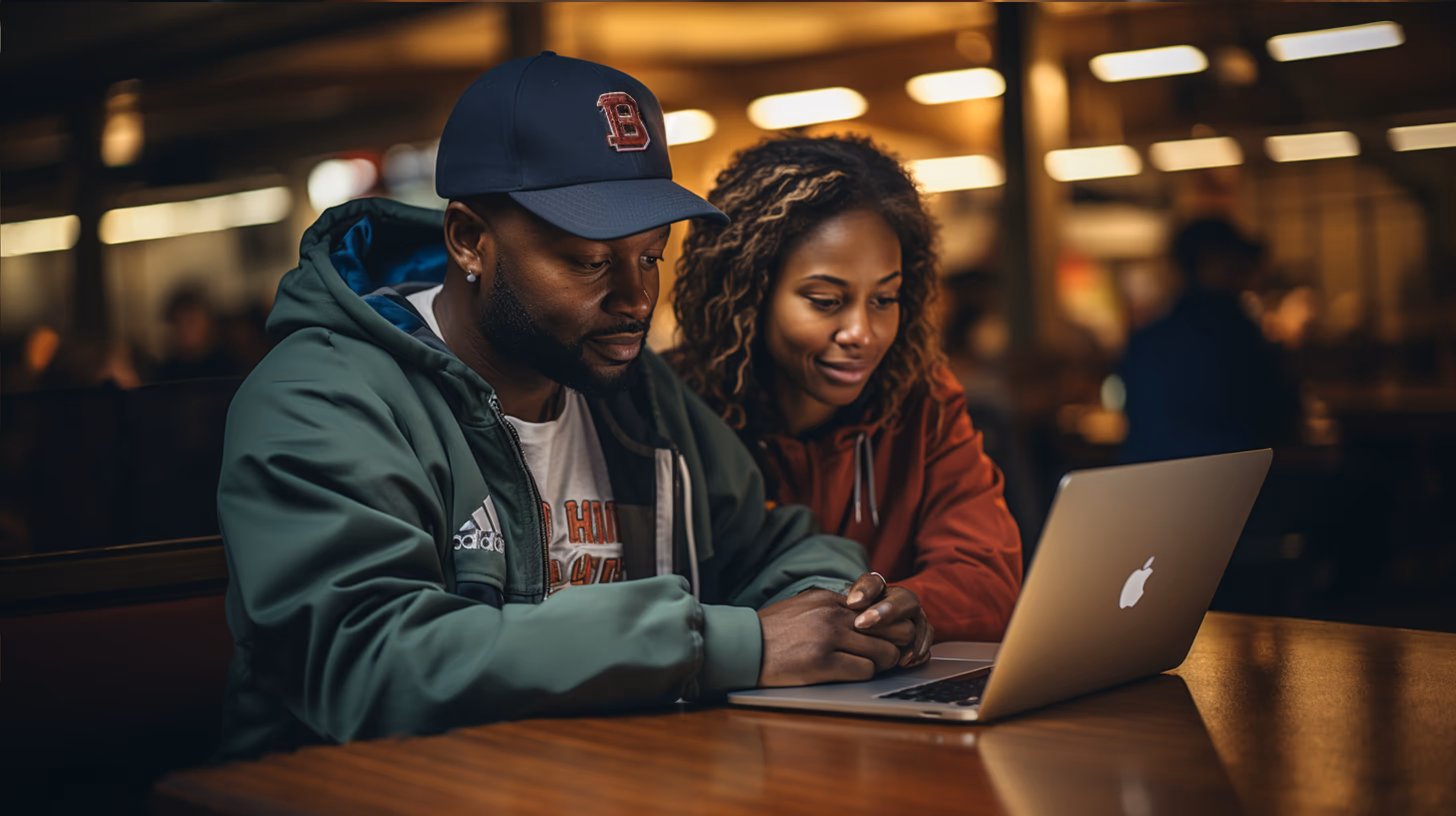 Couple watching grassroots basketball captured by Glory League video platform on laptop