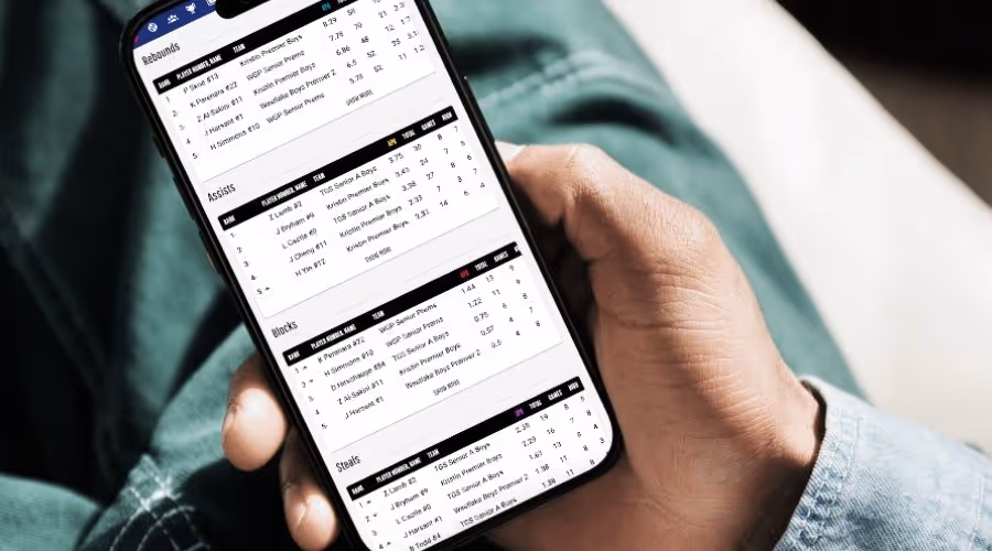Player performance stats displayed on smartphone screen