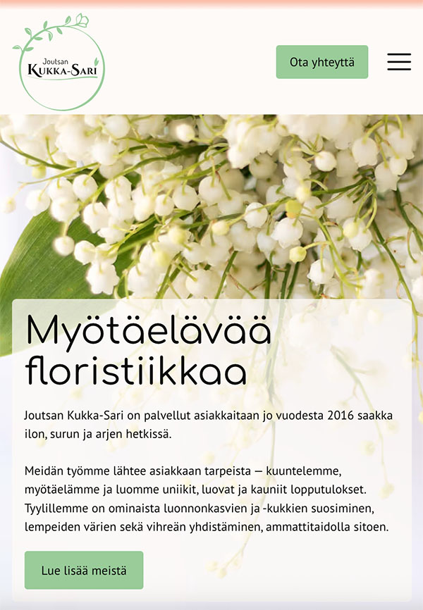 Mobile view 'About us'