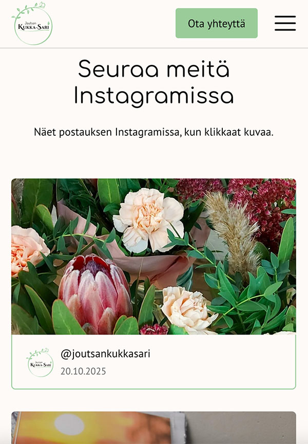 Mobile view 'Instagram embed'