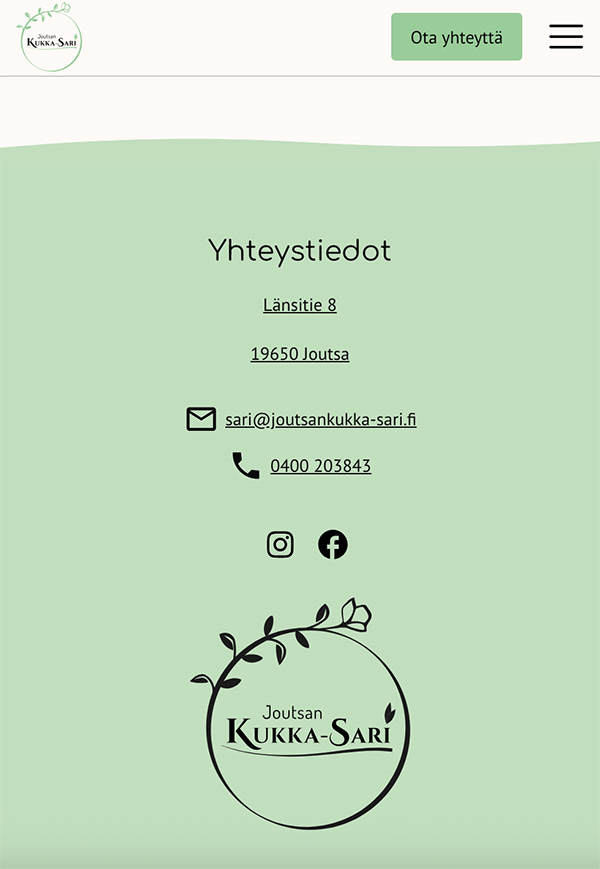 Mobile view 'footer'