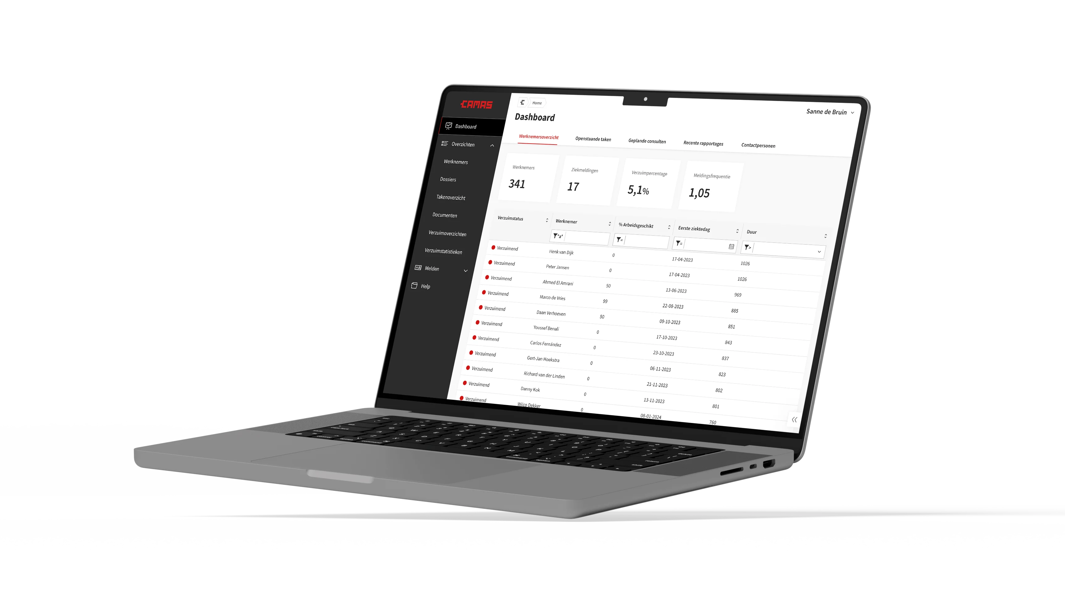 Laptop met de CAMAS werkgeversportal