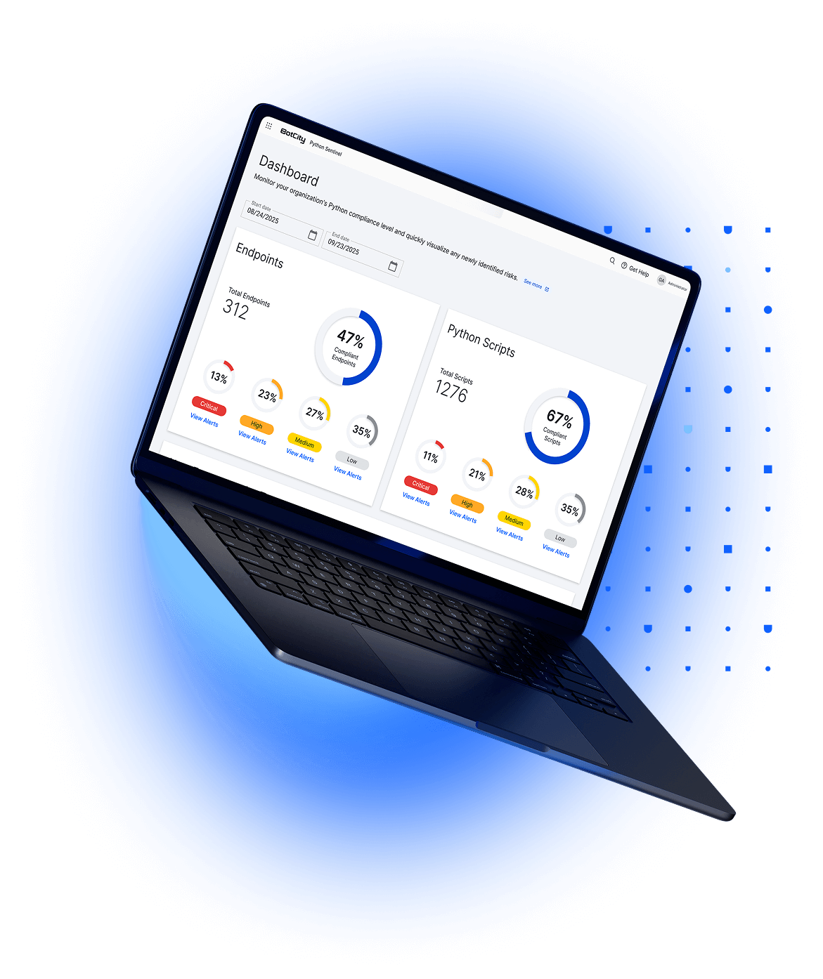 A laptop with a dashboard