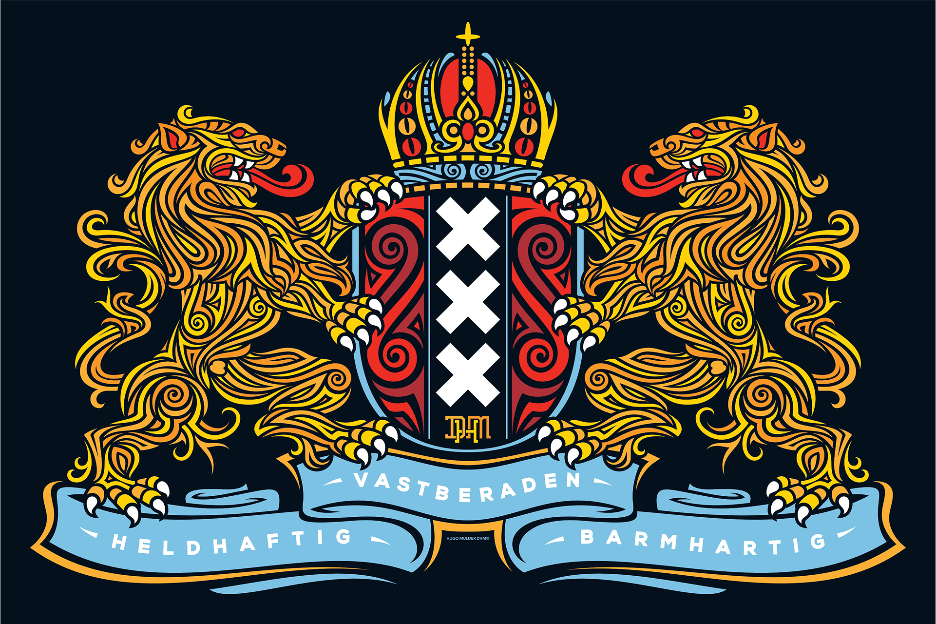 Coat of Arms Amsterdam art flag by DHM design
