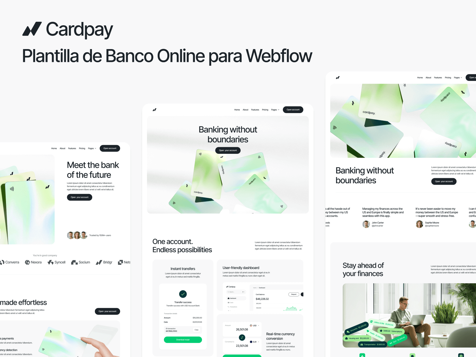 Plantilla de Banco Online para Webflow