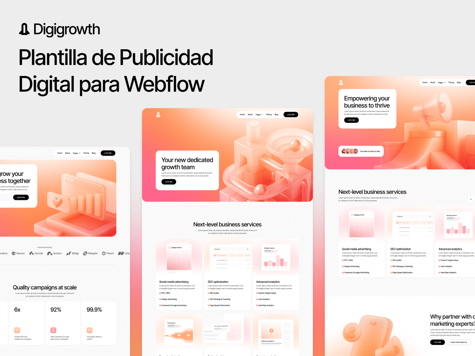 Plantilla de Publicidad Digital para Webflow