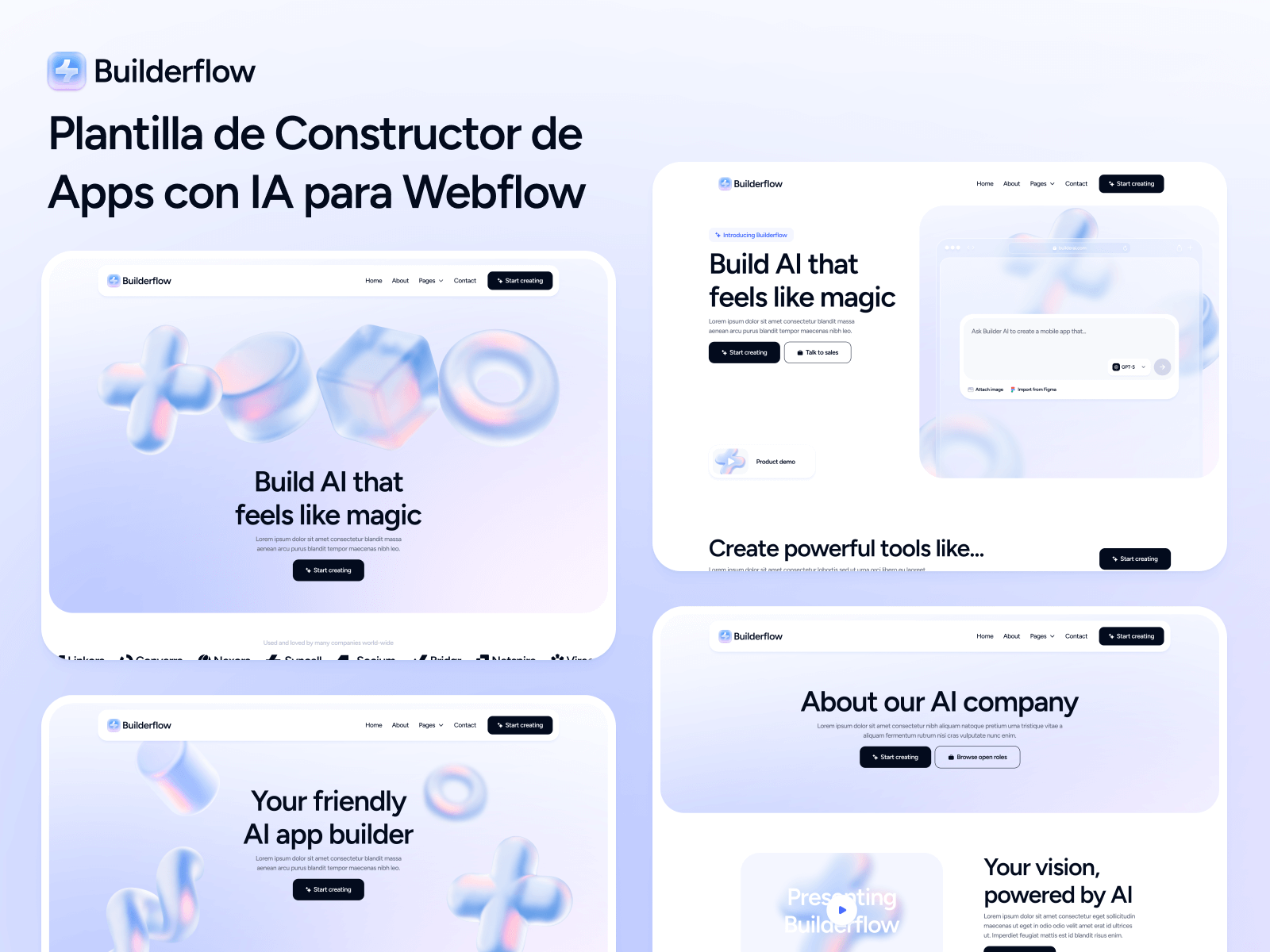 Plantilla de Constructor de Apps con IA para Webflow