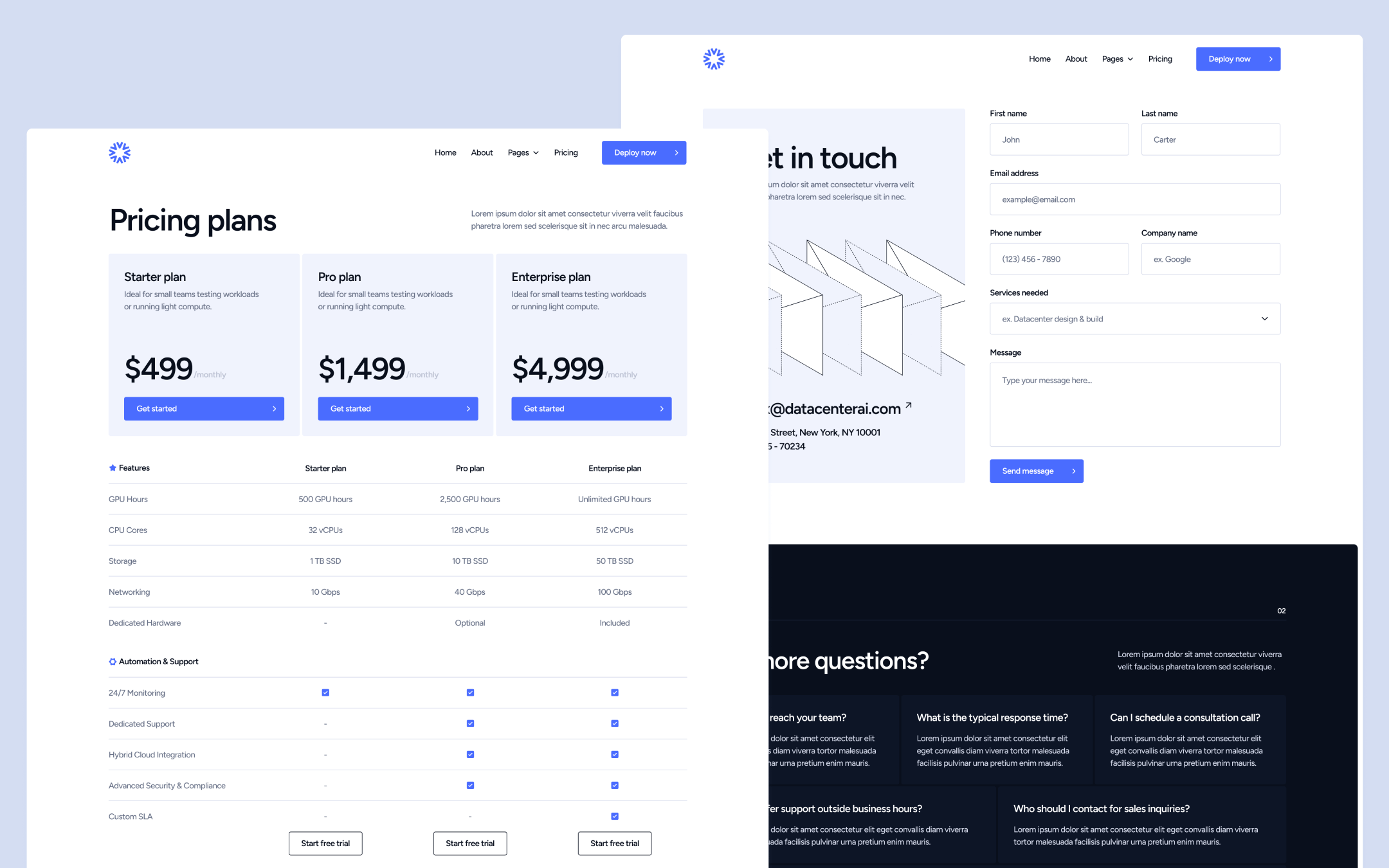 Plantilla de Servidores Web para Webflow CMS