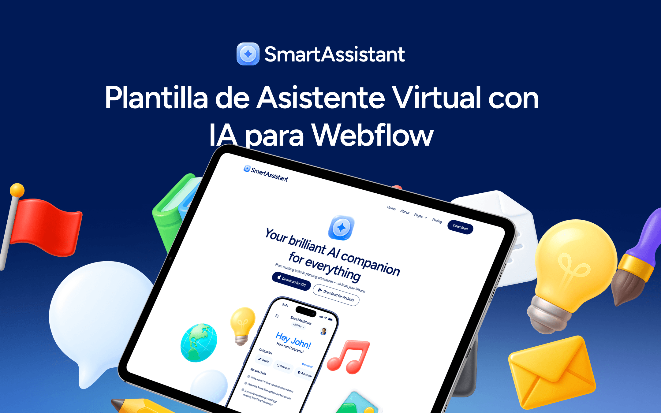 Plantilla de Asistente Virtual con IA para Webflow