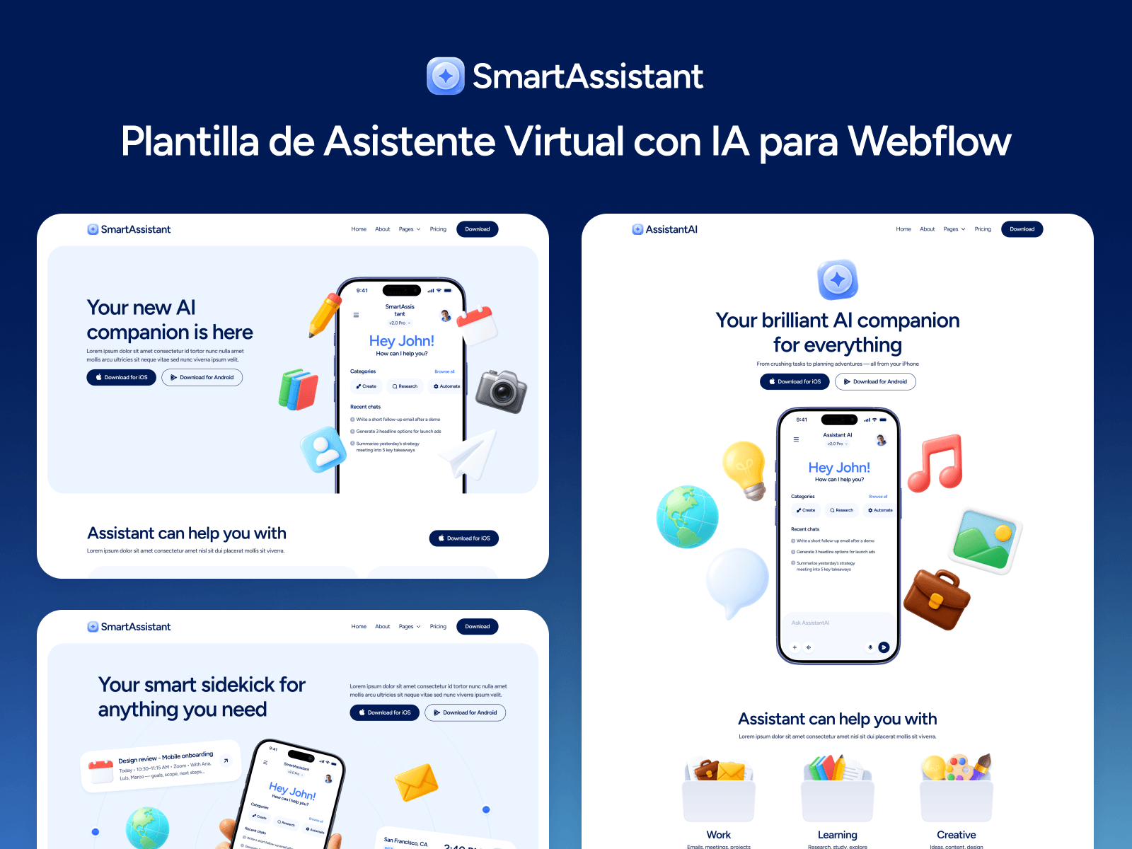 Plantilla de Asistente Virtual con IA para Webflow