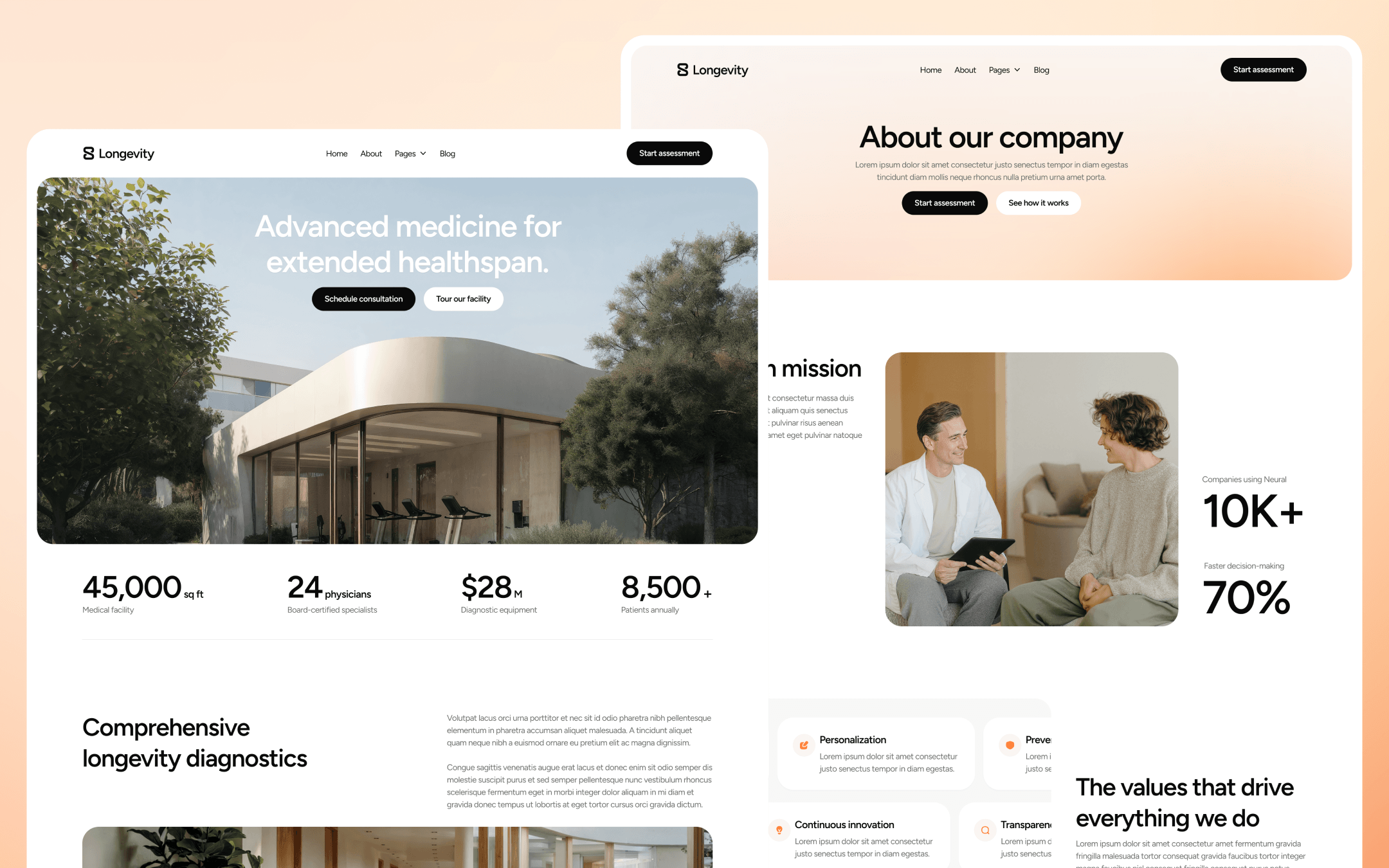 Plantilla para Webflow de Clínica de Longevidad
