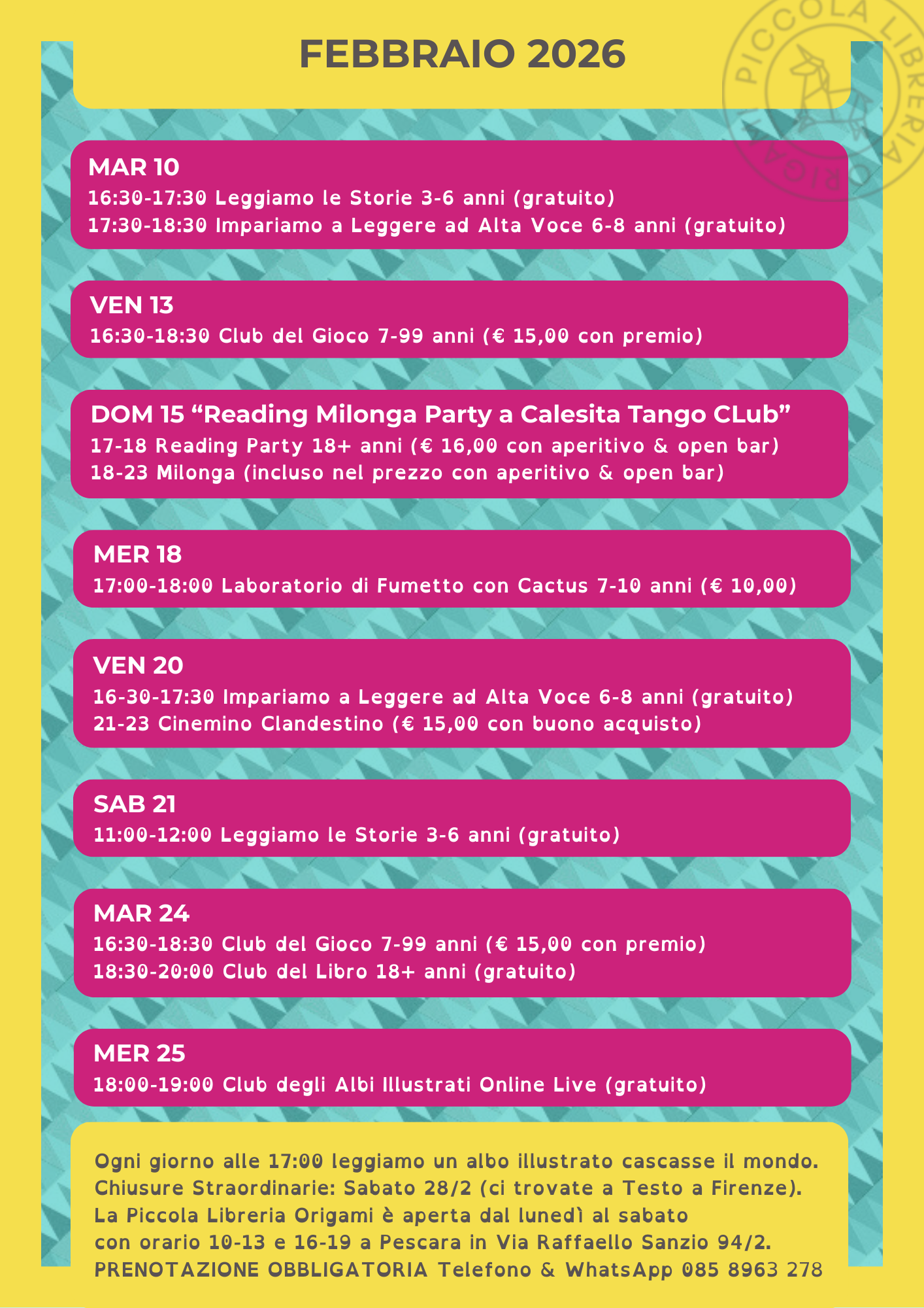 agenda libreria pescara