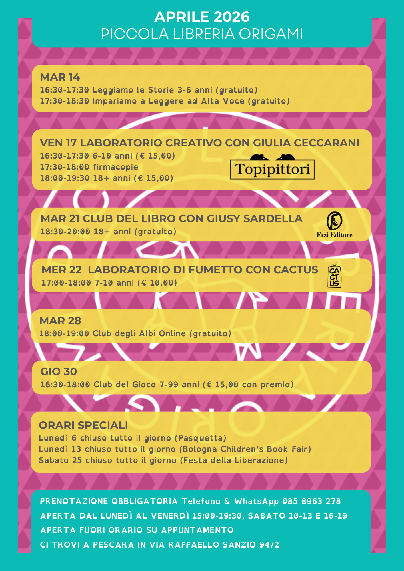 agenda libreria pescara
