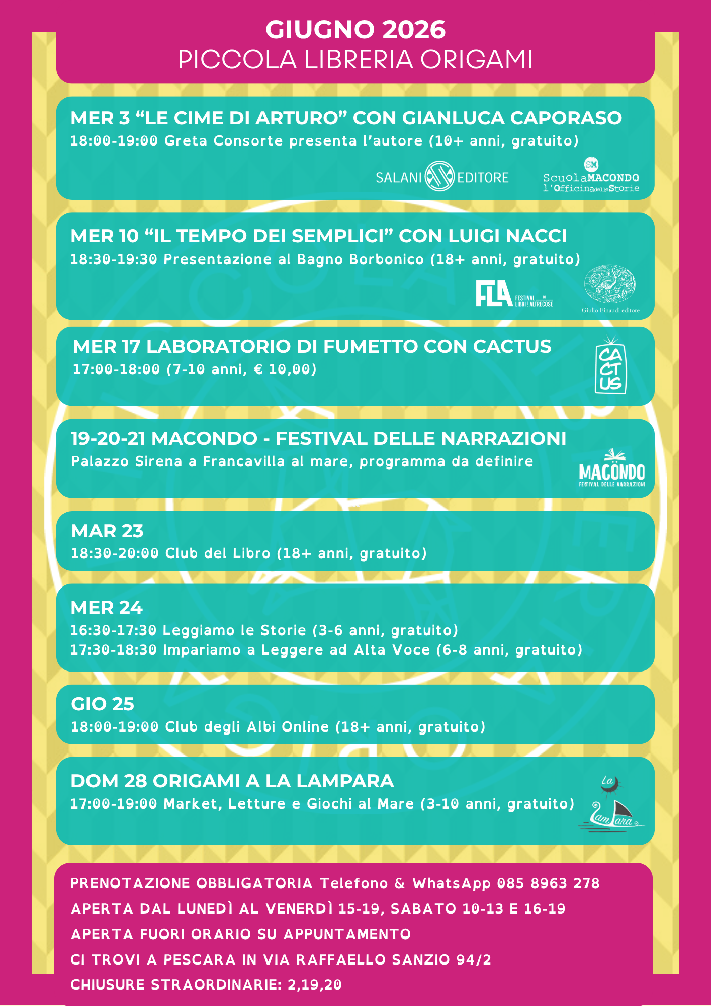 agenda libreria pescara