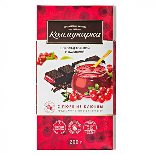 Шоколад Коммунарка горький с пюре из клюквы