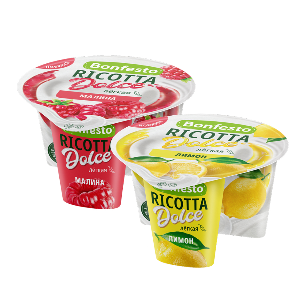 Сыр мягкий Рикотта Дольче Лимон/Малина 40% Бонфесто Туровский МК