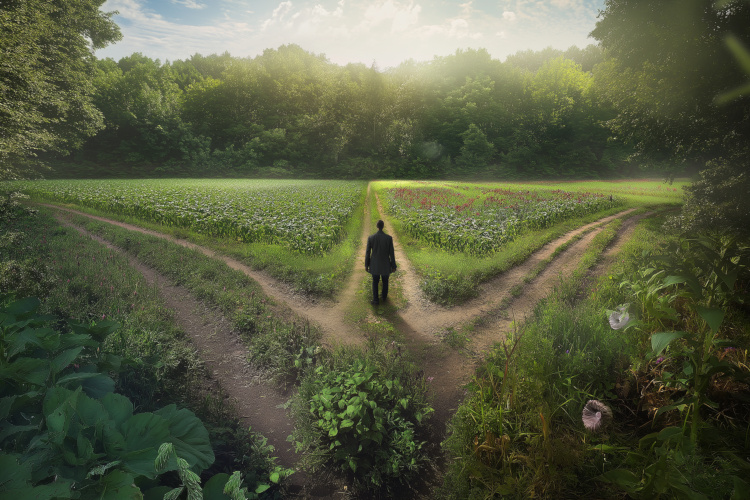 human on crossroad