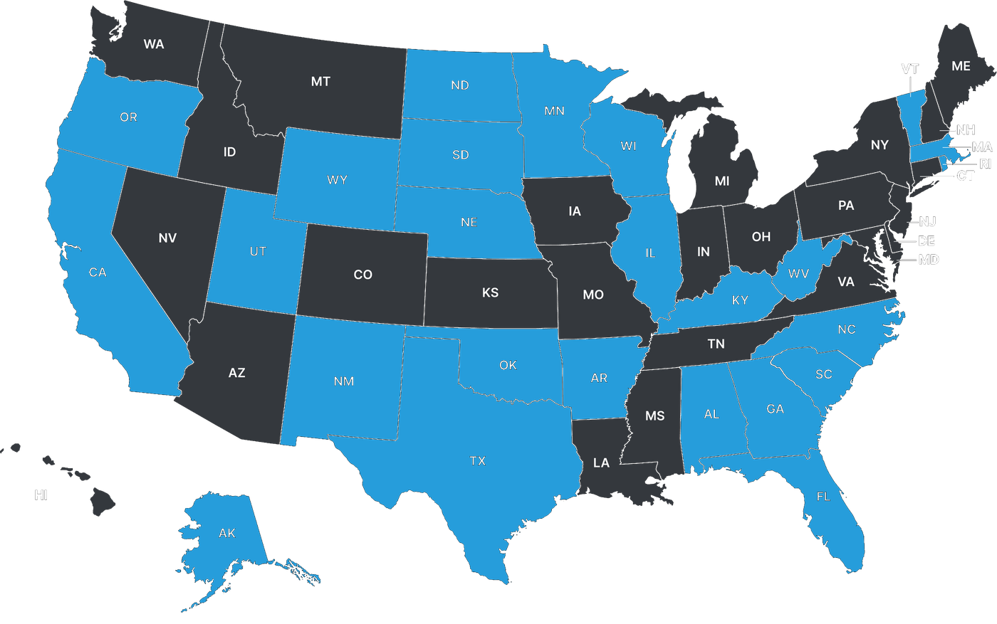 Map of states where Boom is available